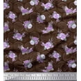 thumbnail image 1 of Soimoi Brown Poly Georgette Fabric Circle & Peony Floral Print Fabric by Yard 52 Inch Wide, 1 of 5