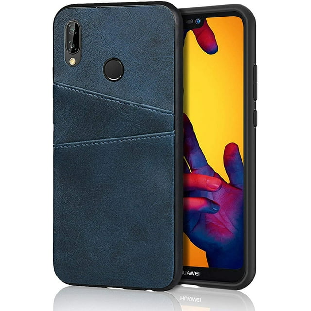 Compatible with Huawei P20 Lite 2019 Case,IBAOLE Slim PU Leather Back Case Cover with Credit Card Holder Durable Protective Cover Case for Huawei P20 Lite 2019 (Navy Blue) Navy Blue Huawei P20 Lite