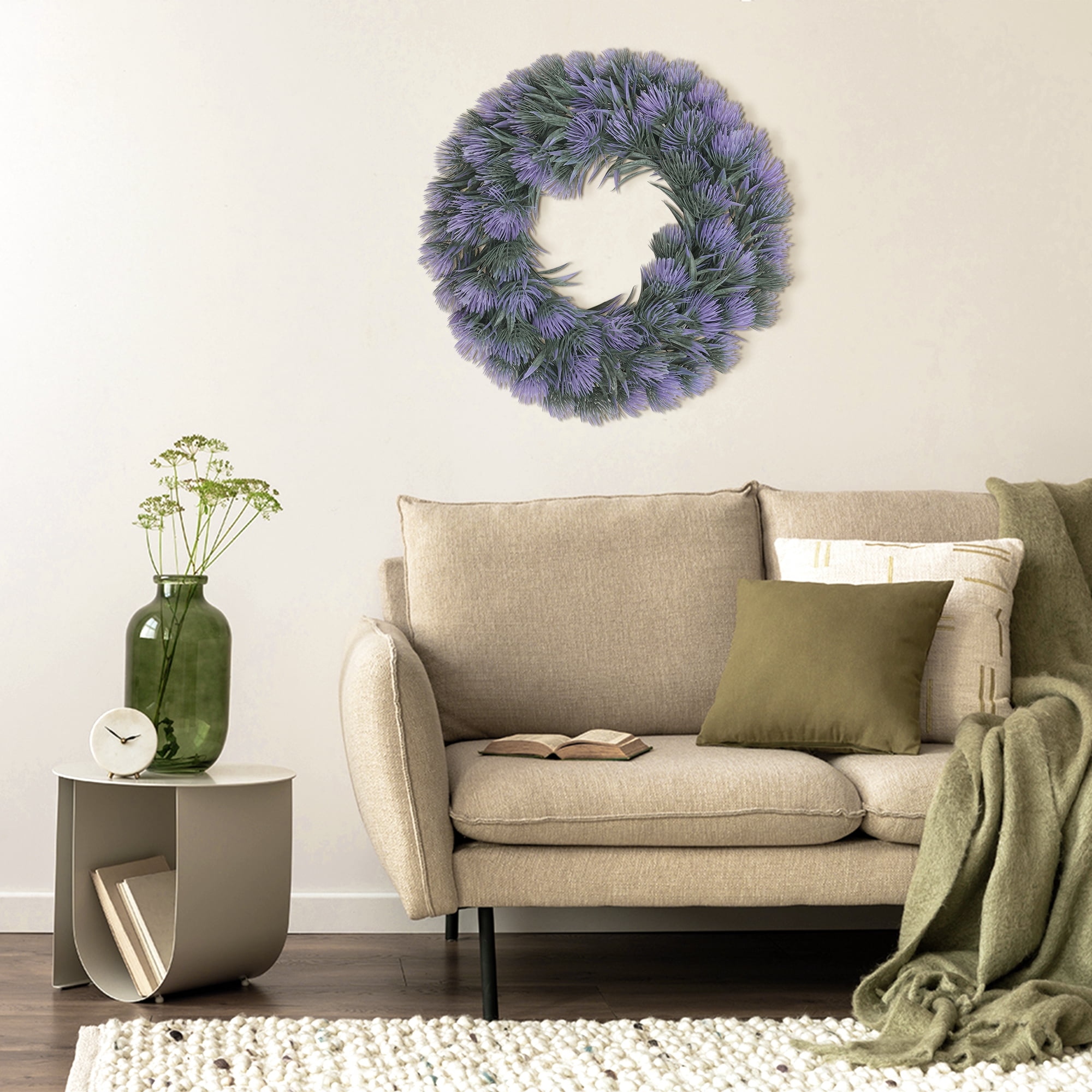 Unique Bargains Front Door Wreaths Artificial Farmhouse Wreaths All Seasons Decor Purple
