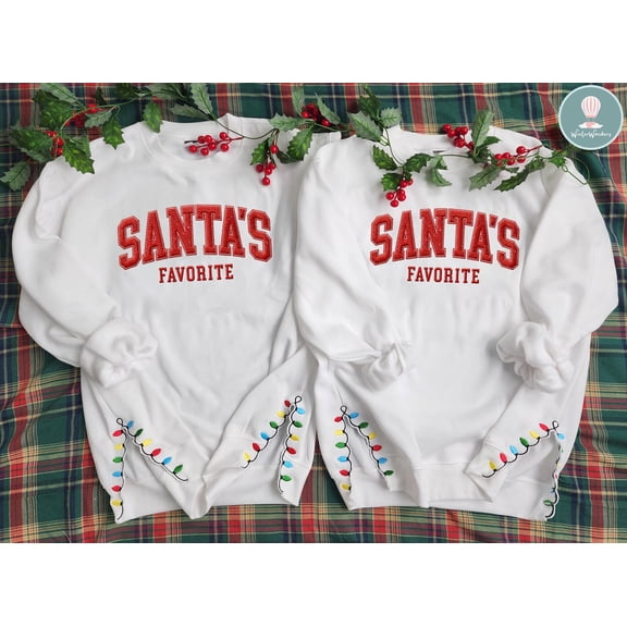 Embroidered Santa's Favorite Sweatshirt, Cute Christmas Crewneck, Funny Festive Quote, Holiday Gift For Him Or Her, Christmas Jingle Shirt
