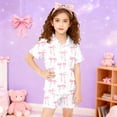 thumbnail image 4 of Silk Pajamas for Girls Valentines Day Pajamas Short Sleeve Bow Button Down Loungewear Girls Pjs Size 6-7 Years, 4 of 4