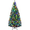 thumbnail image 1 of Goplus 7FT Pre-Lit Artificial Christmas Tree Auto-Spread/Close up Branches 11 Flash Modes with Multicolored LED Lights & Metal Stand, 1 of 8