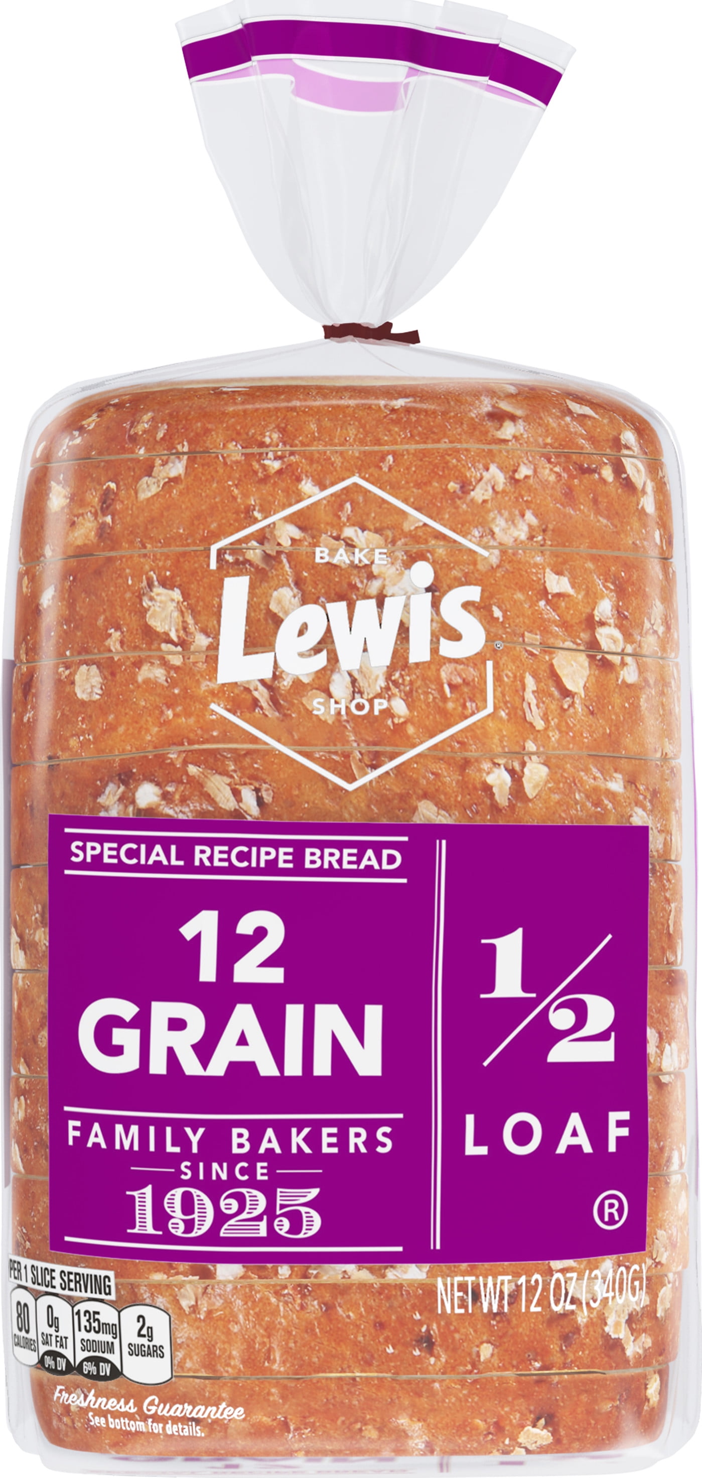 Lewis Bake Shop 12 Grain Half Loaf Bread, 1/2 Loaf, 12 oz