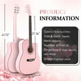 thumbnail image 2 of Glarry 41in Beginner Cutaway Acoustic Guitar Starter Kit with Bag, Tuner, Extra Strings, Pink, 2 of 18