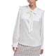 thumbnail image 1 of Calvin Klein Womens Textured Satin Tie Neck Ruffled Shell Blouse, white, XL, 1 of 1