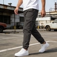 thumbnail image 4 of WIZUTIZ Men's Casual Jogger Pants with Drawstring & Pockets, Streetwear Cargo Sweatpants for Workwear & Athletic Style, 4 of 5