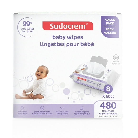 Lingettes pour bébé à l'eau pure Sudocrem® - 480 lingettes |Peaux sensibles
