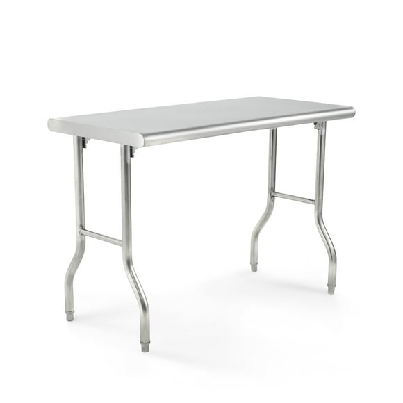 Heavy Duty Stainless Steel Folding Table for Game & Leisure Rooms – 48x24 Inch Commercial Prep Table with Adjustable Leveling Feet – Portable Kitchen Island Work Table for Restaurant, Catering