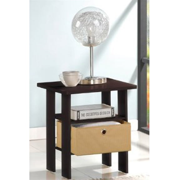 End Table Nightstand with Drawer - Bedroom Living Room Furniture, Espresso Brown