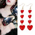 thumbnail image 2 of Cute Red Love Heart Pendant Earrings Sweet Temperament Dangle Earrings Long Earrings Statement Jewelry, 2 of 8