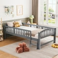 thumbnail image 2 of Sesslife Twin Size Platform Bed for Kids, Solid Wood Toddler Bed Frame with Slats, Fence Guardrail Ladder, Montessori Floor Bed for Boys Girls, No Box Spring Needed, Holds 400 lbs, Grey, 2 of 10