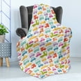 thumbnail image 4 of Cars Soft Flannel Fleece Throw Blanket, Drive on a Sunny Fun Summer Day Theme with Colorful Buses Trucks Exhaust Fumes, Cozy Plush for Indoor and Outdoor Use, 70" x 90", Multicolor, by Ambesonne, 4 of 5