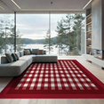 thumbnail image 2 of ODIKA 8'x10' Washable Area Rug Motif Farmhouse Gingham Border Frame Plaid Checkered Checked Playful Expressive for Living Room, Under Sectional, Family , Durable, Non-Slip, 2 of 7