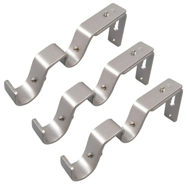 Pack of 3 Heavy Duty Curtain Rod Brackets Double Rod Holders Double