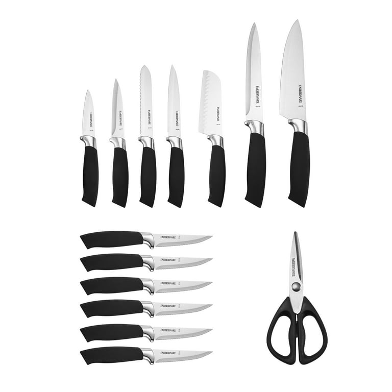 Farberware 15-Piece Textured Grip Stainless Steel Knife Block Set - 5295751