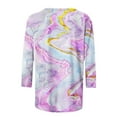 thumbnail image 5 of ICHUANYI Clearance Women's Fashion Printed T-shirt Mid-length 3/4 Sleeves Blouse Round Neck Casual Tops(Purple, L) ICHUANYI WER2023080807874, 5 of 5