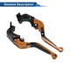 thumbnail image 5 of Palancas de freno y embrague cortas largas para Kawasaki ZX14R 2006-2017, palanca de freno ajustable de motocicleta, aleación de aluminio, cabeza naranja, mango negro, 5 of 6
