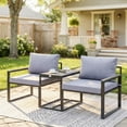 thumbnail image 2 of Outsunny Outdoor Bistro Set with Thick Cushions 3 Pieces, Grey, 2 of 10