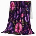 thumbnail image 2 of Whimsical Autumn Garden Purple Floral Butterfly, Festive autumn celebration Scene, Warm Flannel Blanket for Sunroom and Reading Nook, Art Lovers autumn celebration Gift, Festive Home Decor, 2 of 9
