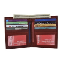 Mens Genuine Leather European Bifold Wallet Slim Hipster 2 Windows Credit Card Euro 1502 CF