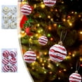 thumbnail image 7 of Moocorvic Christmas Ornament Wave Ball, Gold and White Stripe Glitter Christmas Balls Shatterproof Ornament Christmas Tree Decoration 6Pcs, 7 of 7