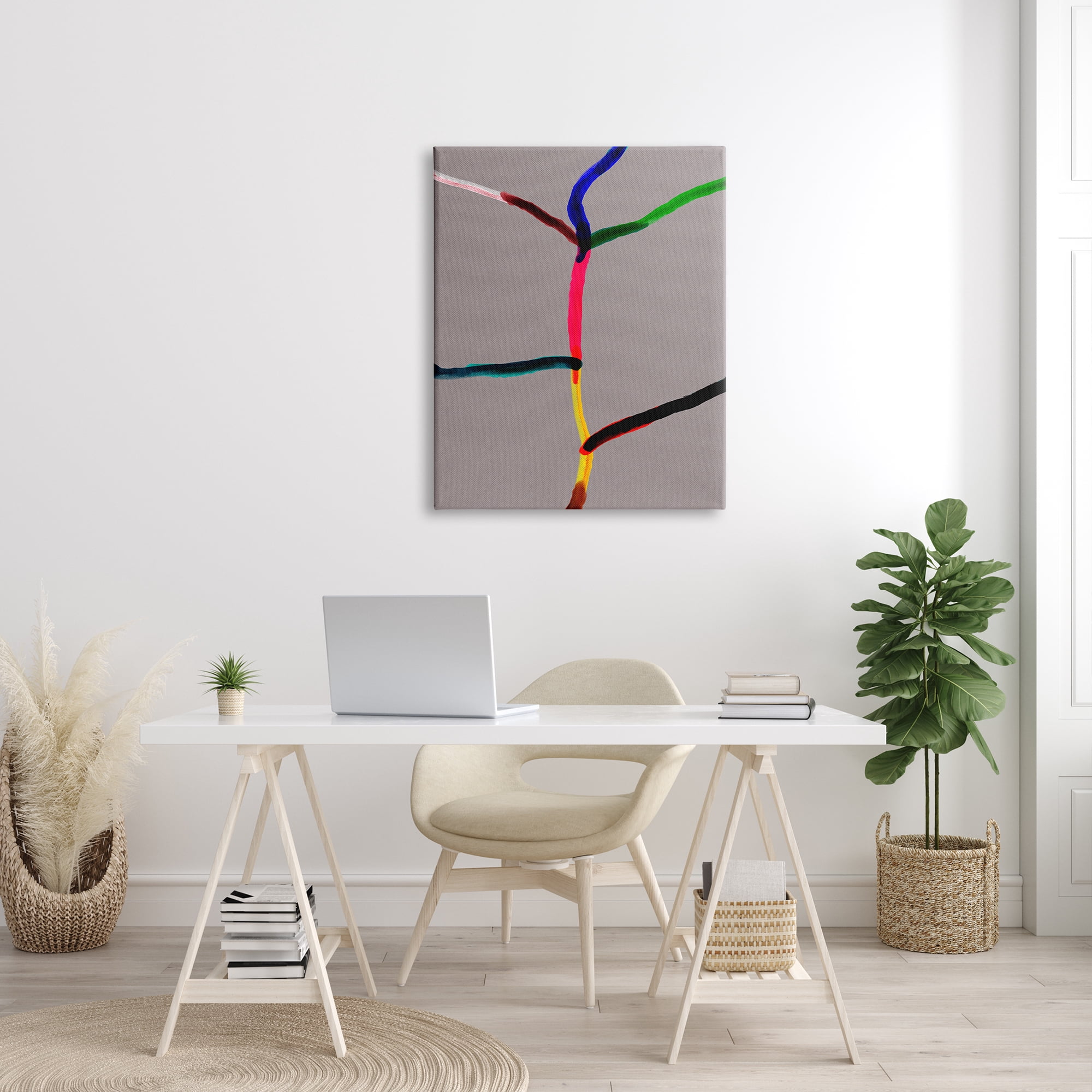 Stupell Industries Tree of Happiness Abstraction Merging Watercolor Lines Abstract Painting Gallery Wrapped Canvas Print Wall Art, 30 x 40