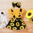 thumbnail image 4 of GRNSHTS Infant Baby Girl Outfit Ruffle Romper+Sunflower Suspender Skirt+Headband Clothes Set 0-18M, 4 of 8