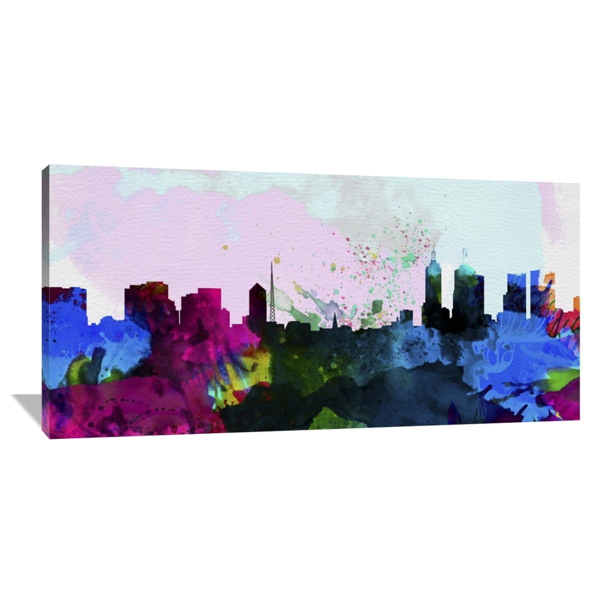 Naxart Studio Melbourne City Skyline Stretched Canvas Wall Art Red Blue Green Walmart Com Walmart Com