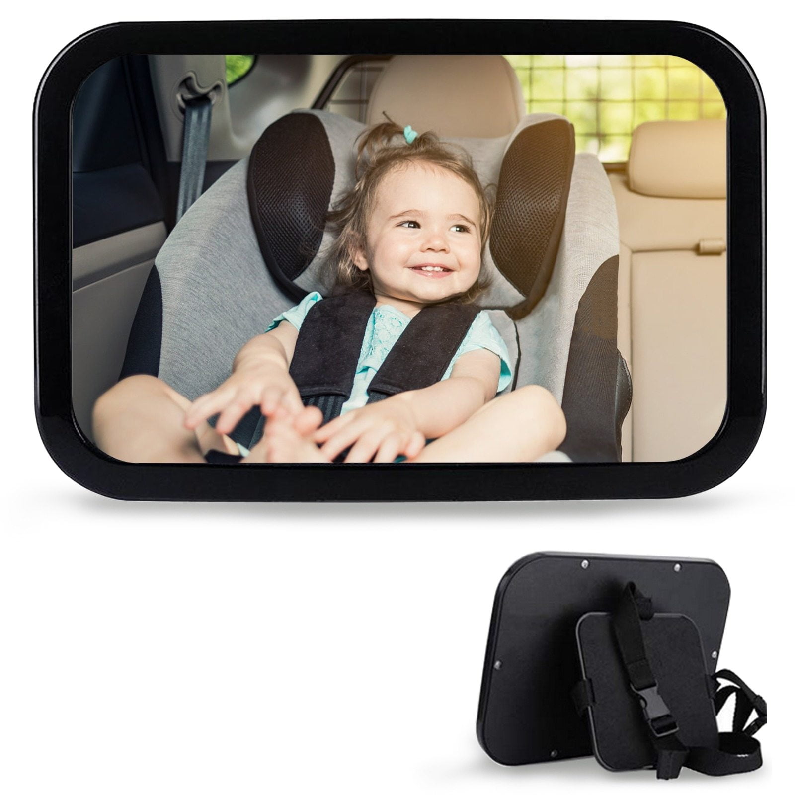 Soontrans Baby Car Mirror, Adjustable Backseat Mirror for Car, Shatterproof Safty Clear Wide View in Rear Facing, 13.8 x 7.8', Black