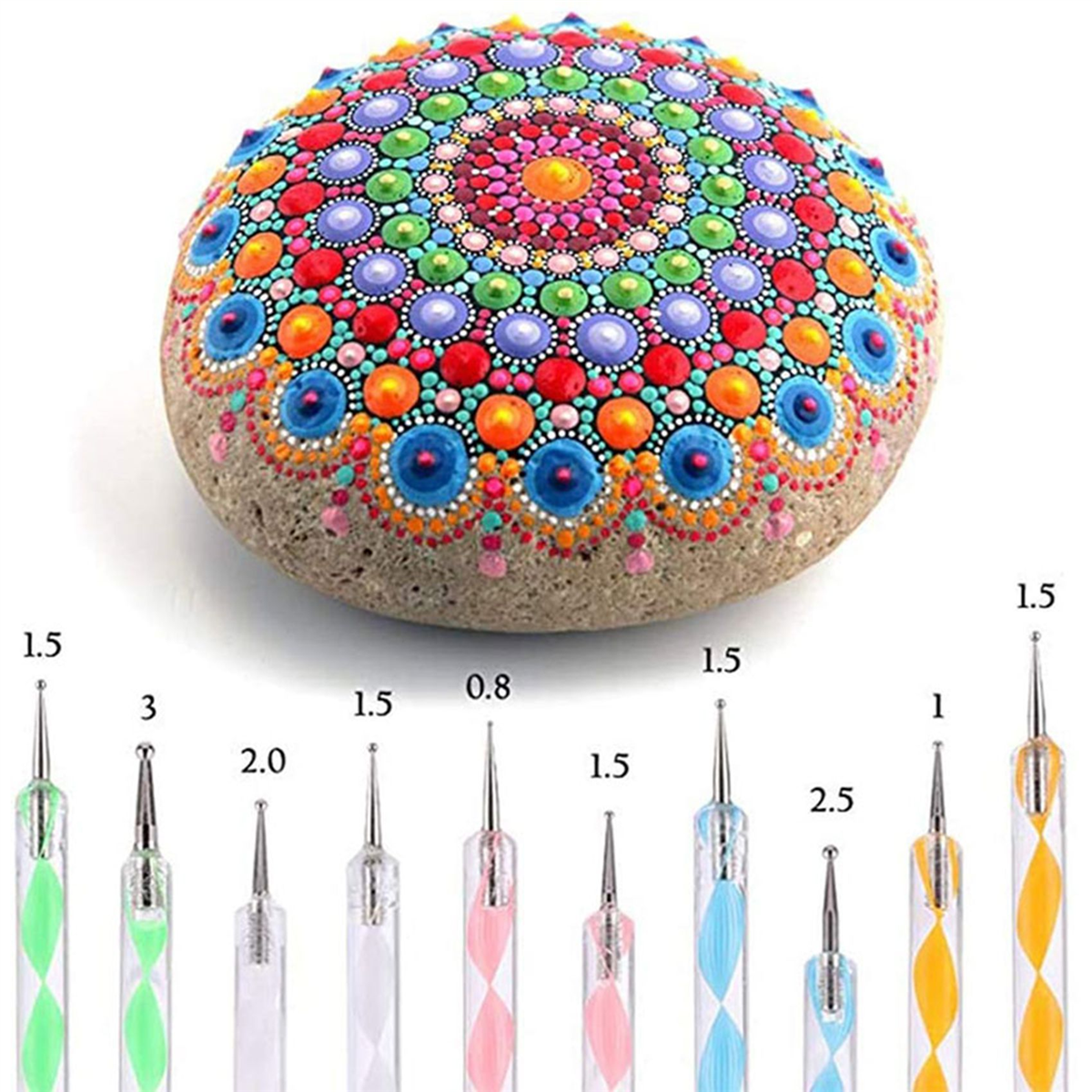 80 Pcs Mandala Dotting Tools for Painting Rocks Mandala Stencils Kit Ball Stylus Clay Sculpting Carving Tools