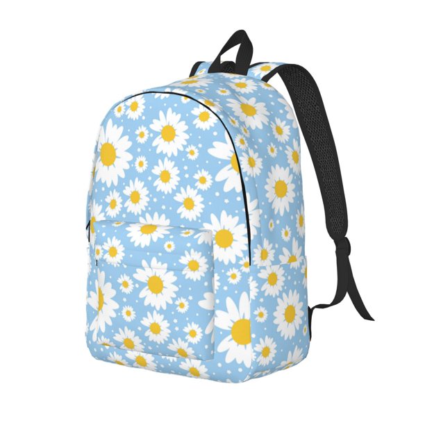 Disketp Daisies Flowers Mochila de Lona Estampada, Mochila Escolar de Viaje Ligera para Estudiantes y Portátil-Medium