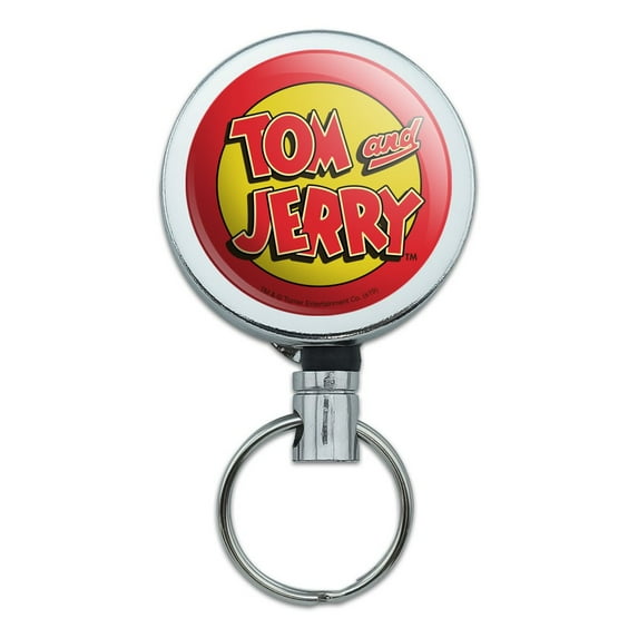 Tom and Jerry Logo Heavy Duty Metal Retractable Reel ID Badge Key Card Tag Holder with Belt Clip
