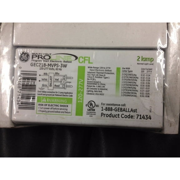 GE 71434 - GEC218-MVPS-3W Compact Fluorescent Ballast