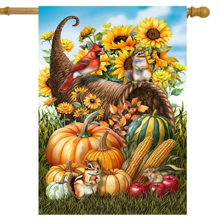 Briarwood Lane Cornucopia and Critters House Flag