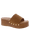 Tan, variant on Women’s Platform Wedge Slide Sandals Cushioned Open Toe Slip On with Studded Strap
