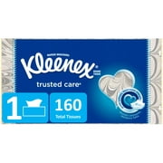 Kleenex Trusted Care Everyday Facial Tissues, 1 Flat Box (160 Total Tissues)