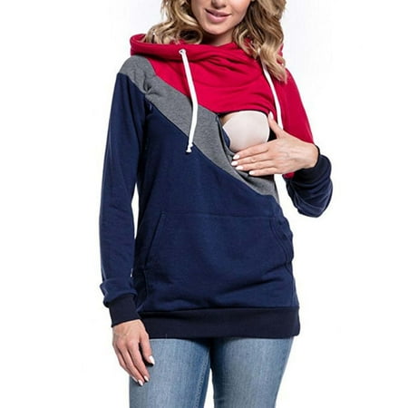 

Breastfeeding Shirts For Women Hooded Sweatshirt Clearance Sales Ladies Maternity Long Sleeve Breastfeeding Hooded Hooded Sweater Maternity Wear