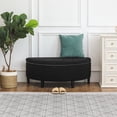 thumbnail image 5 of Adeco  Half Moon Storage Ottoman Semi Circle Bench Black Wood,Fabric Solid Medium Fabric, 5 of 5