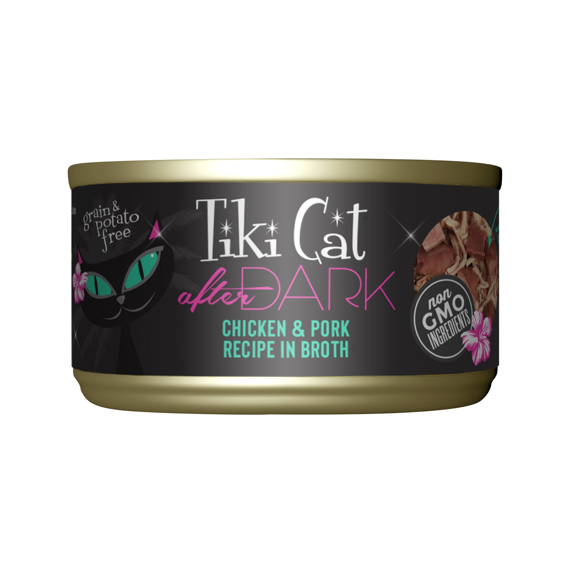 (24 pack) Tiki Cat After Dark Whole Foods Wet Cat Food, Chicken & Pork, 2.8 oz. Can