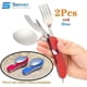 thumbnail image 2 of 2Pcs 4 in 1 Stainless Steel Camping Cutlery - Knife, Fork, Spoon, Bottle Opener - Blue, Red, 2 of 5