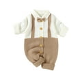 thumbnail image 2 of ZAXARRA Combinaison Bébé Garçon Épissage Couleur Revers Manches Longues Tricoté Rompers, 2 of 9