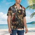 thumbnail image 3 of Sikiie Bald Eagle Soldier Print Men's Hawaiian Shirt, Summer Beach Button Pocket Short Sleeve T-Shirt,X-Large, 3 of 7