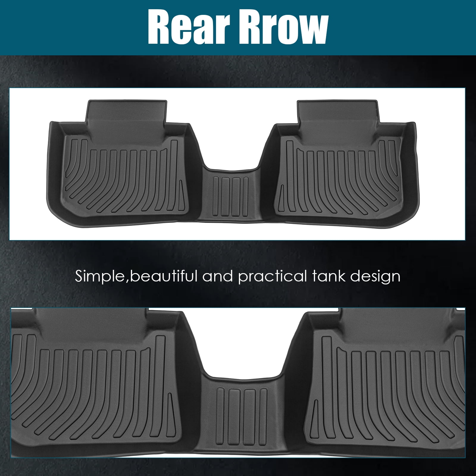 All-Weather Rubber Car Floor - 3-Piece Set Black-Car Floor Mats All-Weather TPE Rubber