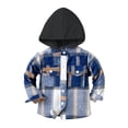 thumbnail image 3 of Esaierr 6M-9T Kids Toddler Boys Plaid Flannel Shirt Long Sleeve Button T-Shirt Family Matching Tops Hooded Spring Fall Coats, 3 of 7