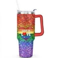 thumbnail image 2 of Rainbow Gradient Heart 40 Oz Tumbler with Handle Lid and Straw, Stainless Steel Double Walled Vacuum Insulated Cup, Cute Anniversary Wedding Birthday Gifts Tumbler for Women Men Friends Outdoor Indoor, 2 of 7