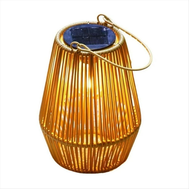 Farol Solar de Mimbre, Estilo Bohemio, para Exteriores, para Colgar en el Exterior, de Ratán, para Patio, Decoración.