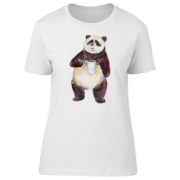 Panda With A Cup Of Coffee T-Shirt Women -Image by Shutterstock, Female Large