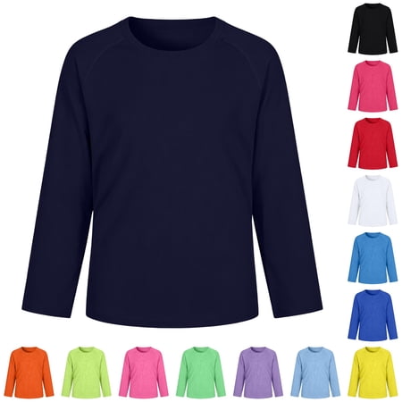 WERYOUNG Breathable Mesh Raglan T Shirts For Boys Lightweight Solid Color Long Sleeve Crewneck Kids Tees Trendy Top 4-5 Years