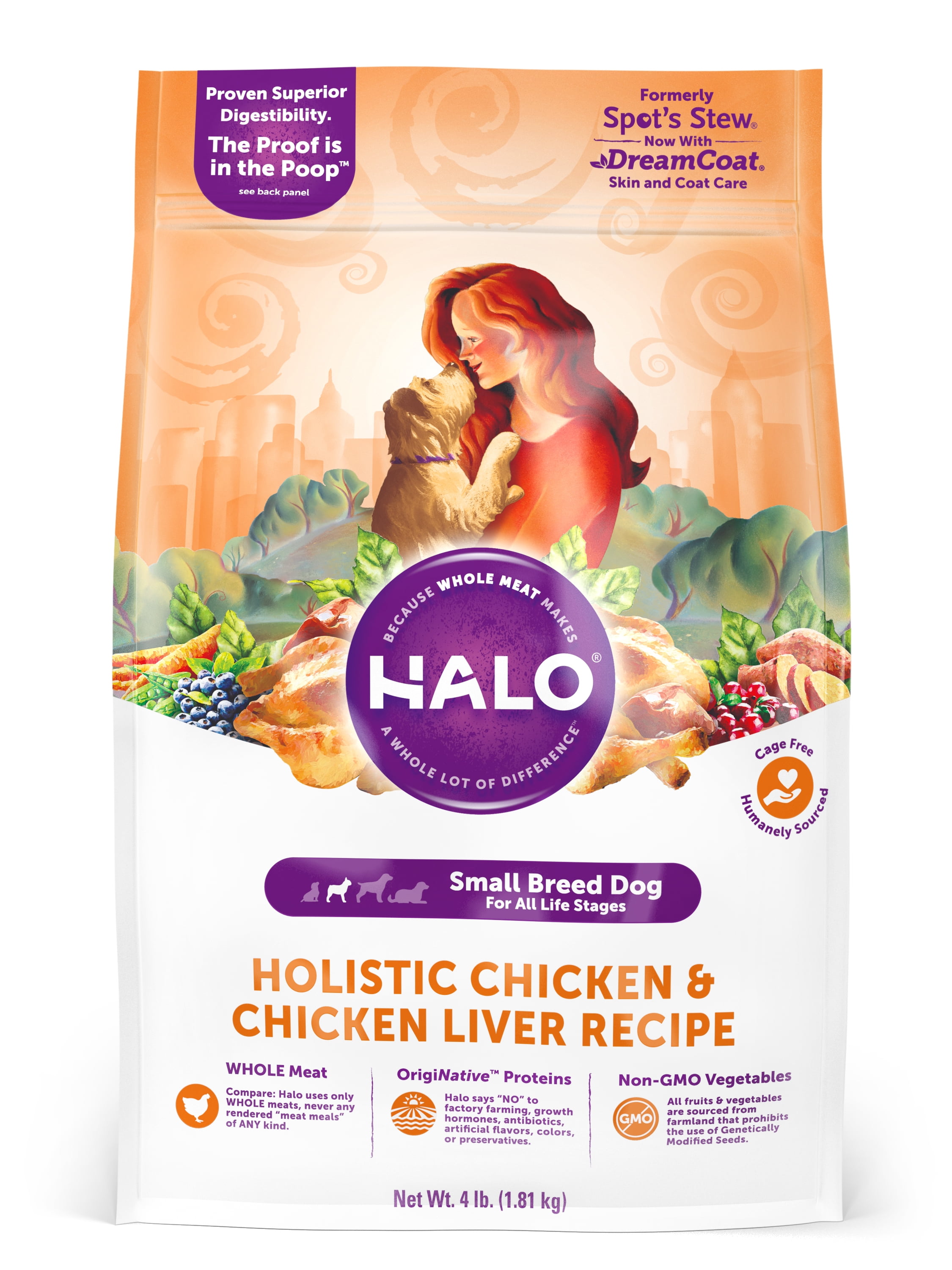 Halo Natural Dry Dog Food, Small Breed Chicken & Chicken Liver Recipe