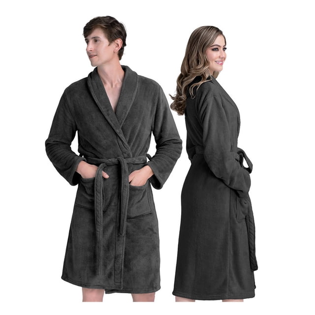 Bata de Baño Suave, Absorbente y de Secado Rápido, Unisex Real Textil (Gris Oxford, Unitalla)